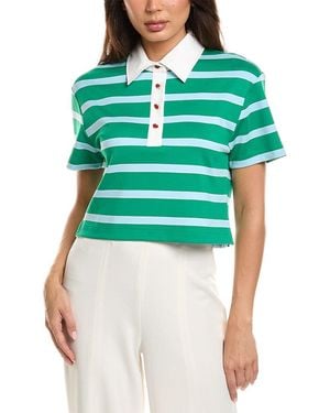 Alice + Olivia Lyle Rugby Polo Top - Green