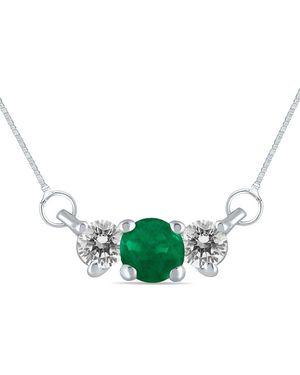 Gemstones 14k 0.35 Ct. Tw. Diamond & Emerald Necklace - Green