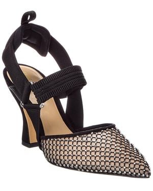 Fendi Colibri Mesh & Suede Slingback Pump - Metallic