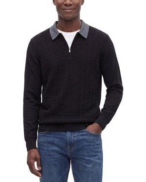 RAFFI Jacquard Zip Wool-Blend Polo Shirt - Blue