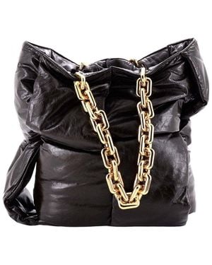 Bottega Veneta Puffy Chain Tote Padded Maxi Intrecciato Leather (Authentic Pre-Loved) - Black