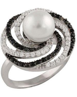 Splendid 8Mm Pearl Cz Ring - Metallic