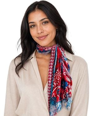 Blue Pacific Elephant Houndstooth Neckerchief - Red