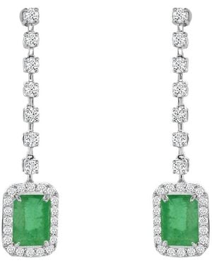 Sabrina Designs 14K 1.33 Ct. Tw. Diamond & Emerald Drop Earrings - Green