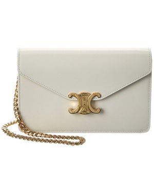 Celine Margo Leather Wallet On Chain - Natural