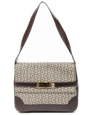 Celine Dark Brown & Beige C Macadam Canvas Flap Shoulder (authentic Pre-loved) - Metallic