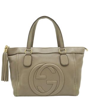 Gucci Gray Calfskin Soho Tote (authentic Pre-loved) - Metallic