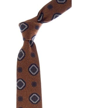 Canali Floral Medallion Silk Tie - Orange