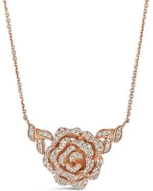 Le Vian Strawberry & Nude Rose 14K Rose 1.01 Ct. Tw. Diamond Rose Adjustable Necklace - Metallic