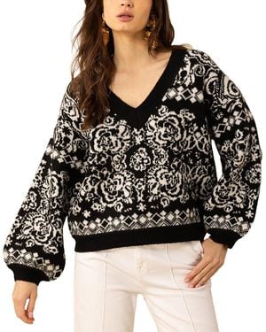 Hale Bob Jessica V Neck Wool-Blend Jumper - Black