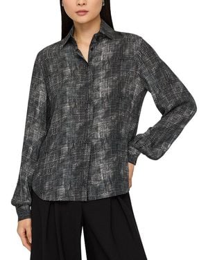 Lafayette 148 New York Hidden Button Silk Blouse - Grey