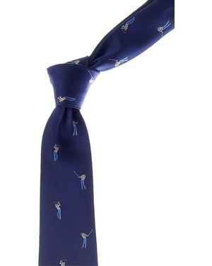 Canali Golfers Reversible Silk Tie - Blue