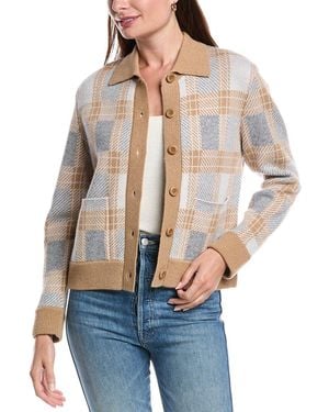 Forte Short Plaid Wool & Cashmere-Blend Shacket - Blue