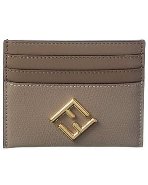 Fendi Ff Diamonds Leather Card Holder - Brown