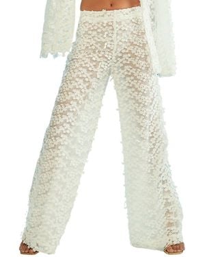 Cynthia Rowley 3D Embroidered Tulle Pant - White