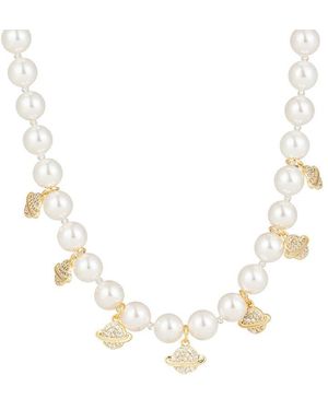 Eye Candy LA Luxe 2mm Pearl Cz Mini Mars Necklace - Metallic