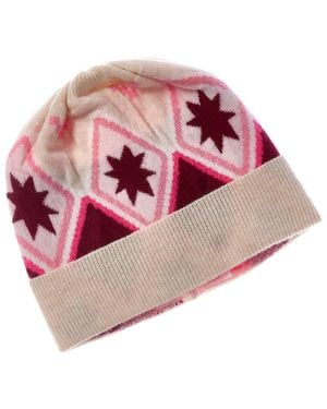 Brodie Cashmere Fairisle Pom Pom Cashmere Beanie - Pink