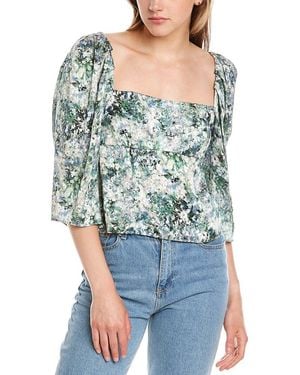 Vince Painted Floral Top - Blue
