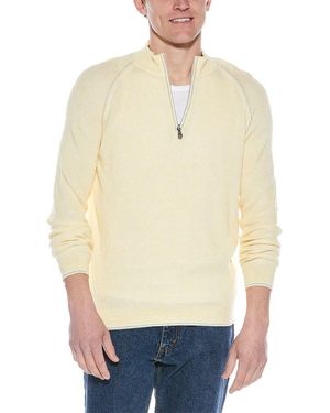 RAFFI English Rib 1/4-Zip Mock Neck Jumper - Natural