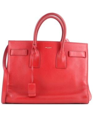 Saint Laurent Leather Sac De Jour Bag Small (Authentic Pre-Loved) - Red