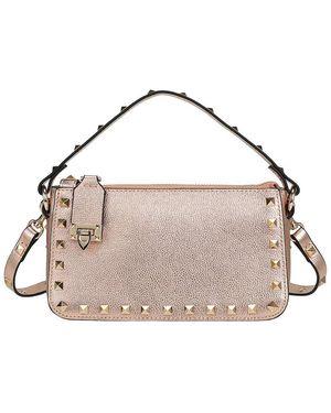 Tiffany & Fred Paris Metallic Studded Convertible Shoulder Bag - Natural