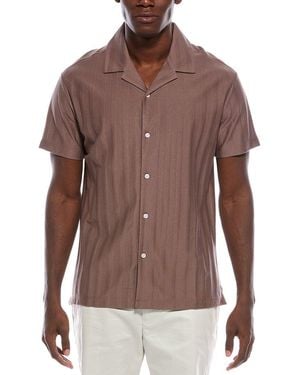 Reiss Sampson Textured Cuban Shirt - Brown