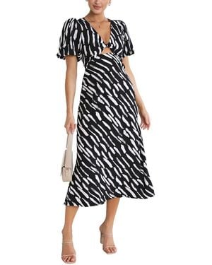 LEON GORI Short Sleeve Midi Dress - Black