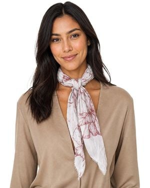 Blue Pacific Floral Sketch Neckerchief - Natural
