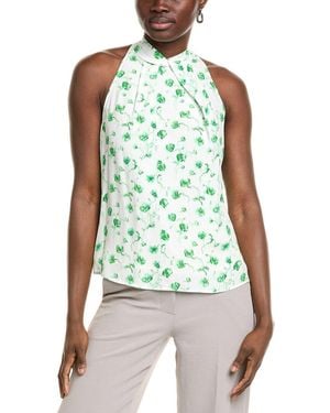 LK Bennett L.K.Bennett Frink Silk-Blend Woven Top - Green