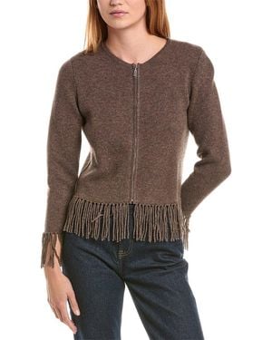 Sofiacashmere Cropped Crewneck Milano Wool & Cashmere-blend Jacket - Brown