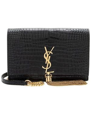 Saint Laurent Black Leather Monogram Kate Tassel Chain Wallet (authentic Pre- Loved)