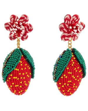 Kenneth Jay Lane Plated Dangle Earrings - Red