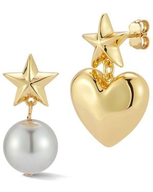 Chloe and Madison Plated Heart Earrings - Metallic