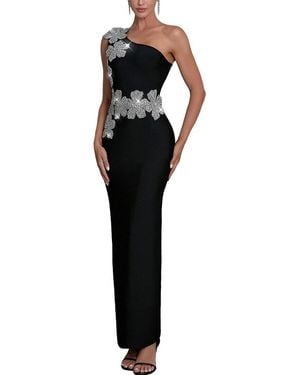 Ariele Tesoro Embellished One-Shoulder Maxi Dress - Black