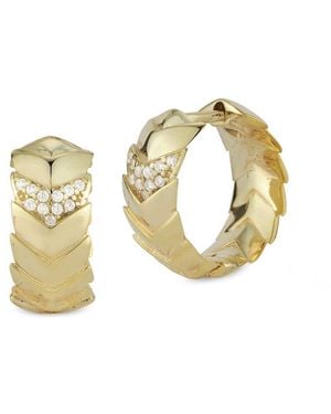 Chloe and Madison 14k Over Silver Cz Serpentine Huggie Earrings - Metallic