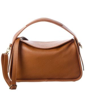 Italian Leather Shoulder Bag - Brown