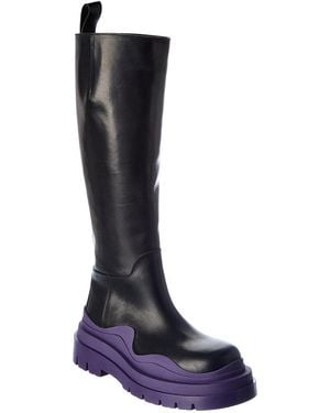 Bottega Veneta The Tire High Leather Boot - Blue