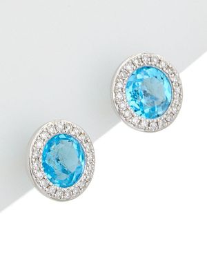 Diana M. Jewels 14k 0.11 Ct. Tw. Diamond & Gemstone Earrings - Blue