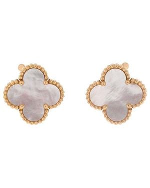 Van Cleef & Arpels 18k Gold Vintage Alhambra Earrings 18k Yellow Gold And Mother Of Pearl (authentic Pre-loved) - Pink