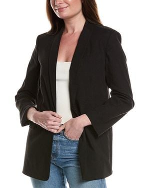 Theory Linen Rolled Sleeve Shawl Blazer - Black