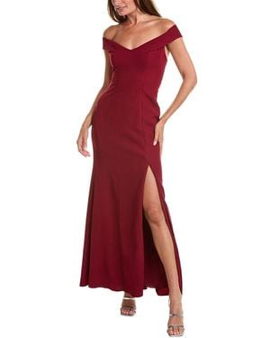 The Dessy Group Dessy Collection Off-The-Shoulder Gown - Red