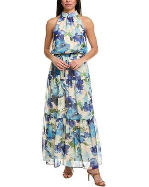 Julia Jordan Printed Chiffon Maxi Dress - Blue