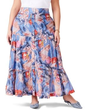 NIC+ZOE Nic+zoe Plus Dreamscape Tiered Skirt - Blue