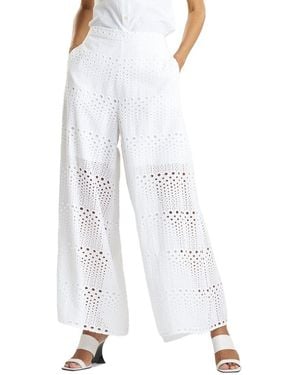 Natori Round Eyelet Palazzo Pant - White