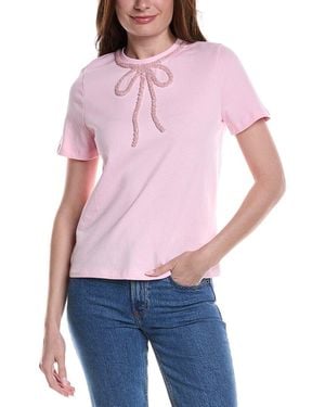 English Factory Beaded Bow T-Shirt - Red