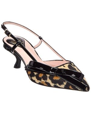 Roger Vivier 50 Canvas & Patent Slingback Pump - Black