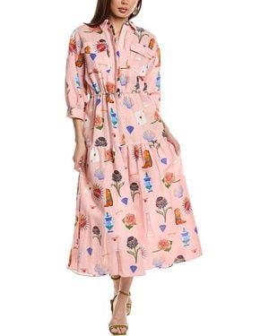 Borgo De Nor Uma Linin-Blend Shirtdress - Red