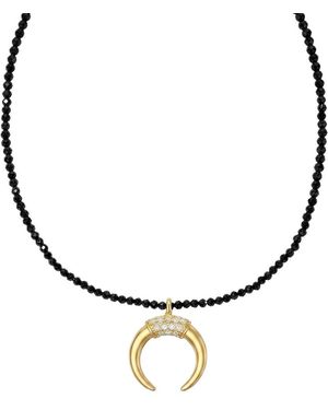 Liv Oliver 18K Plated 18.75 Ct. Tw. Onyx Cz Necklace - Metallic
