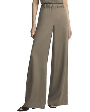 Lafayette 148 New York Pull On Franklin Silk Wide Leg Pant - Grey