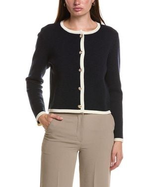 Bruno Magli Tipped Merino Wool Cropped Jacket - Black